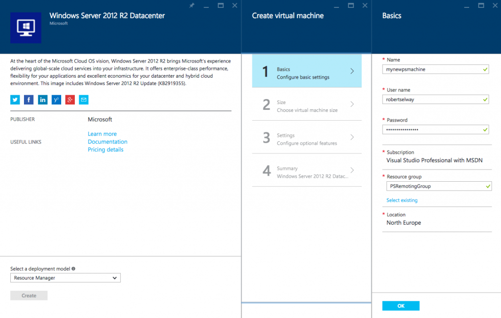 Creating a new RM VM in Azure for PowerShell Remoting